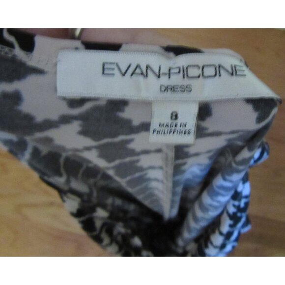 NWT, Evan-Picone Houndstooth Black & Ivory Ruche Faux Wrap Dress Size 8 - Picture 5 of 6